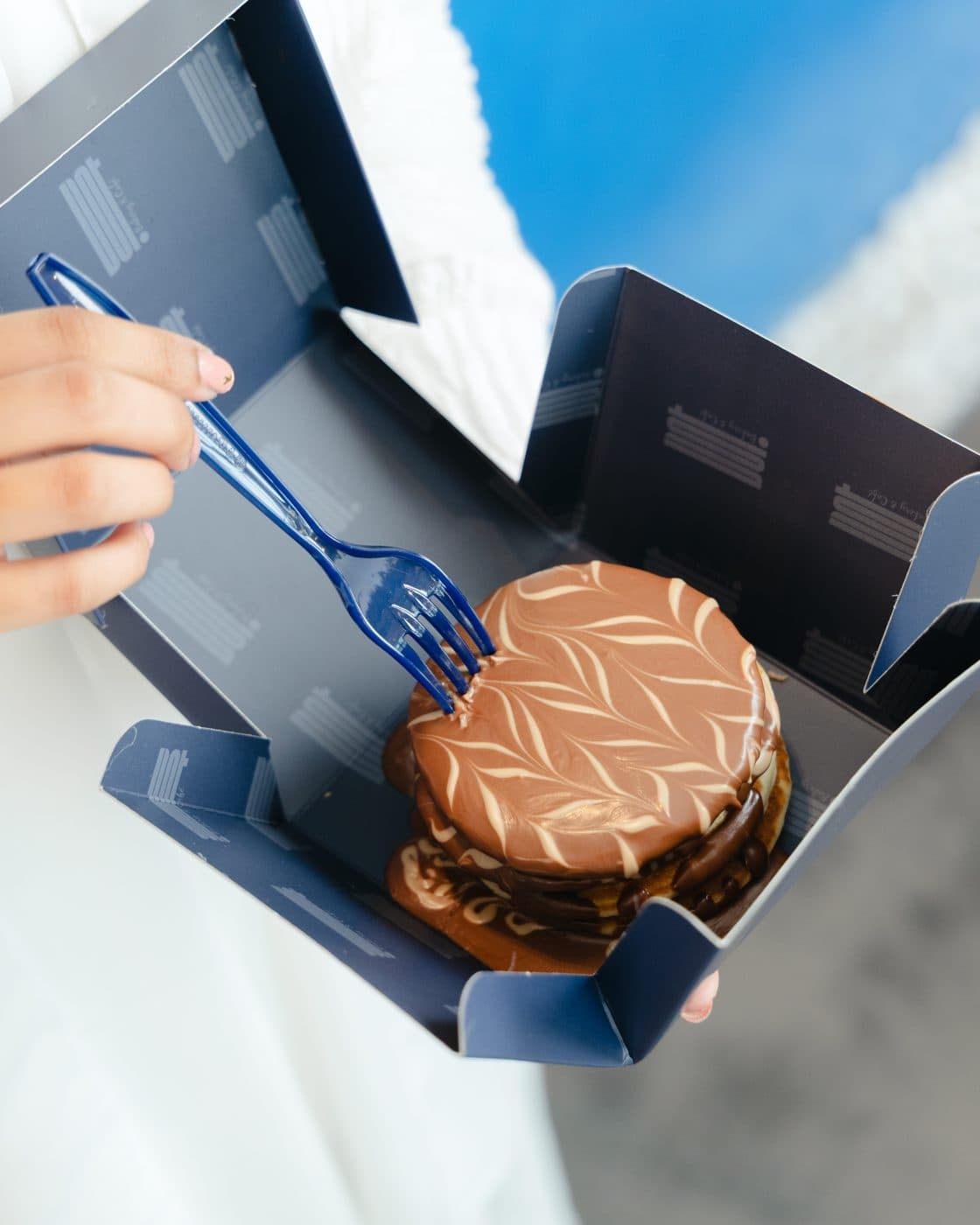 Chocolate cake in a DOT box